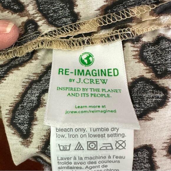 J crew Leopard Animal Print Ruffle Sleeve Top Shirt AS011 Extra Small XS Cotton - Picture 11 of 15